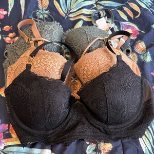 Aerie Lace Bra Collection - Black, Tan, Green BUNDLE 🤩